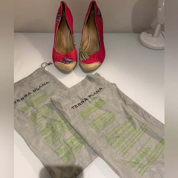 Terra Plana Hot Pink Unique Recycled High Heel Shoes Size 39 - Picture 7 of 8